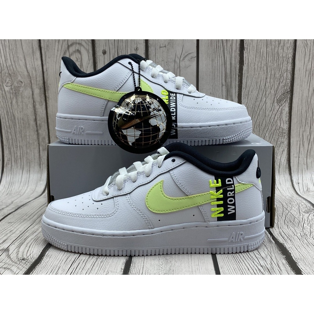 Nike Air Force 1 LV8 1 GS Worldwide Pack White‎ Barely Volt Size 4Y CK2606‑100